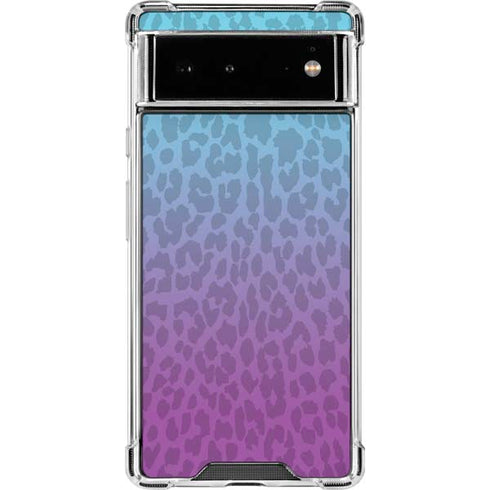 Cheetah Print Purple and Blue Google Pixel 6 Clear Case